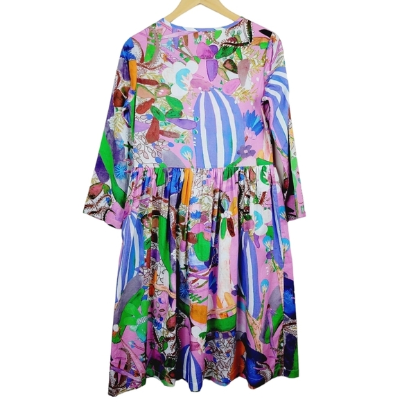 Soler London Romantic III Henley Button Midi Dress Size M/L Borgo Magic Pink - Picture 10 of 12